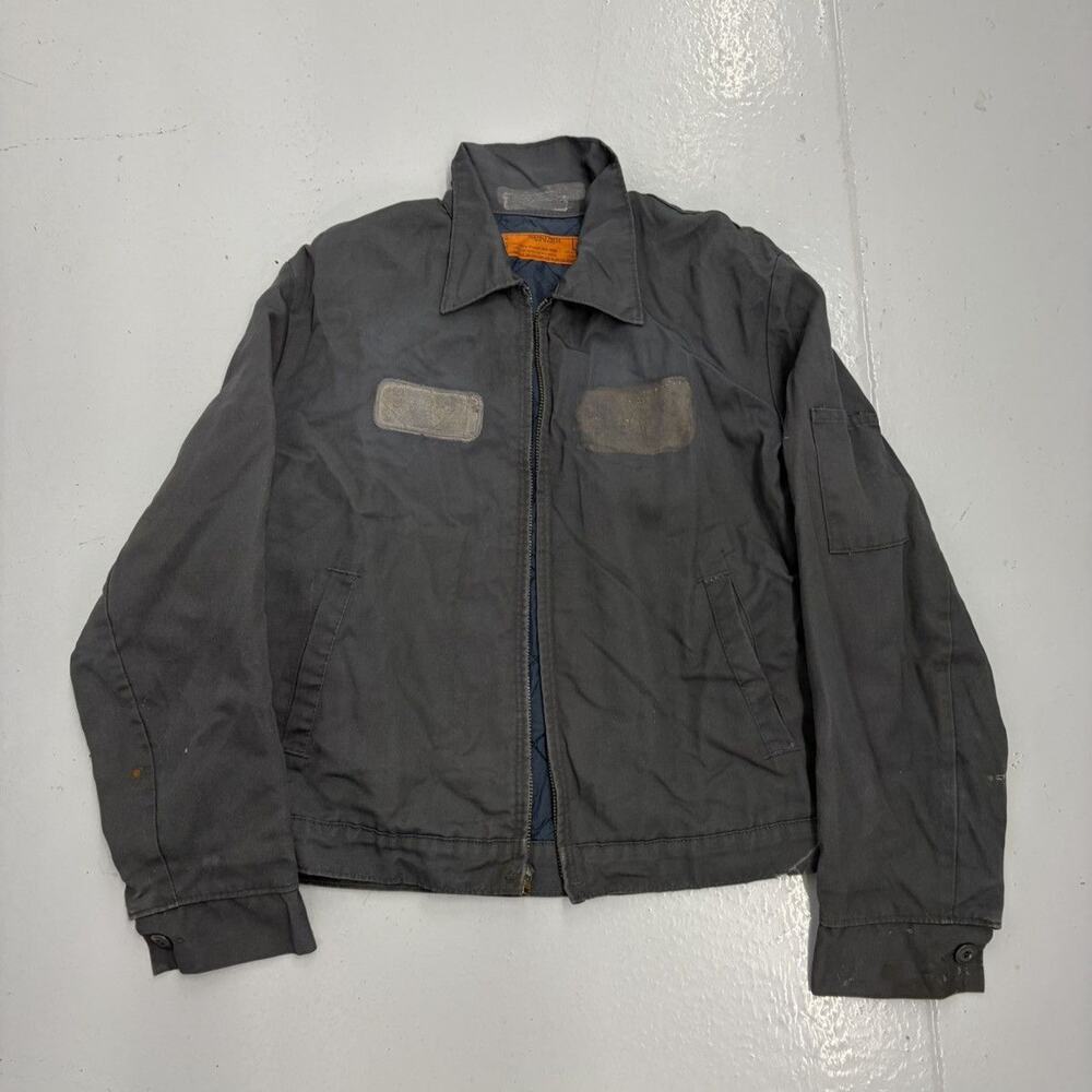 Vintage 70s Red Kap Grey Canvas Workwear Mechanics Jacket